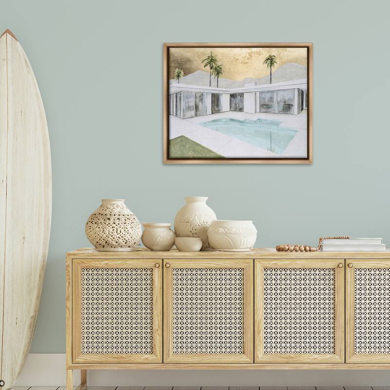 Stupell Modern Chic Pool View Framed Floater Canvas Wall Art Design By Michael Willett