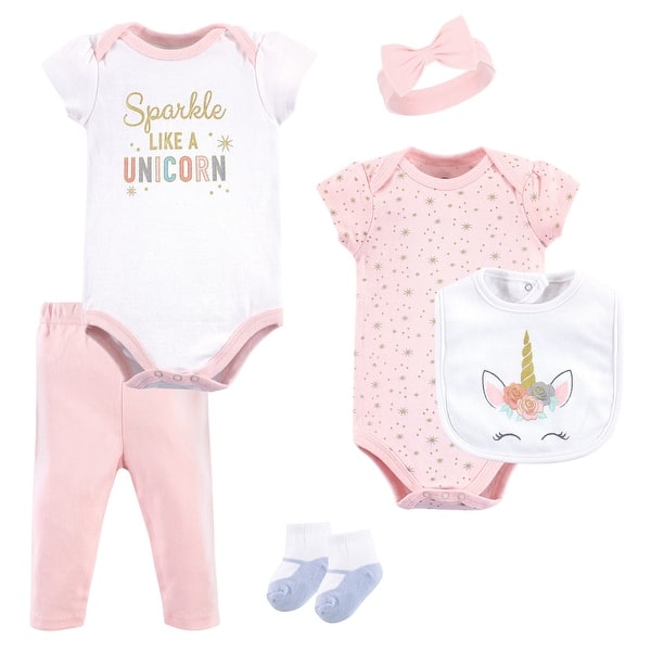 slide 1 of 1, Little Treasure Baby Girl Layette 6-Piece Set, Unicorn 0-3 Months - Unicorn
