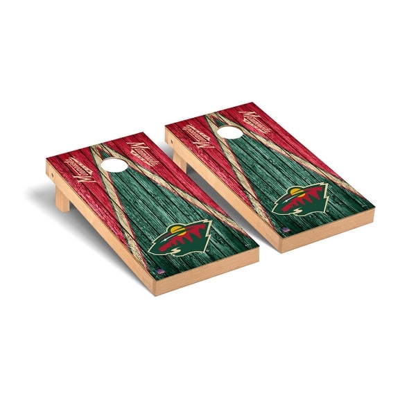 slide 2 of 5, Minnesota Wild NHL Triangle Cornhole Board Set Include Carrying Case