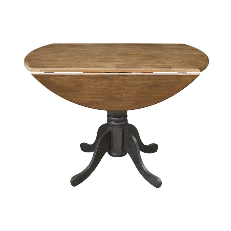 Round Pedestal Base Solid Wood 42-inch Drop-leaf Dining Table