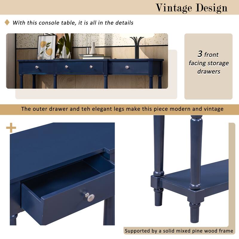 58.07" Wide Solid Wood Console Table