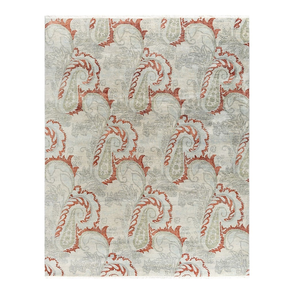 Ikat One-of-a-Kind Hand-Knotted Area Rug - Gray, 8' 1" x 10' 0" - 8' 1" x 10' 0"