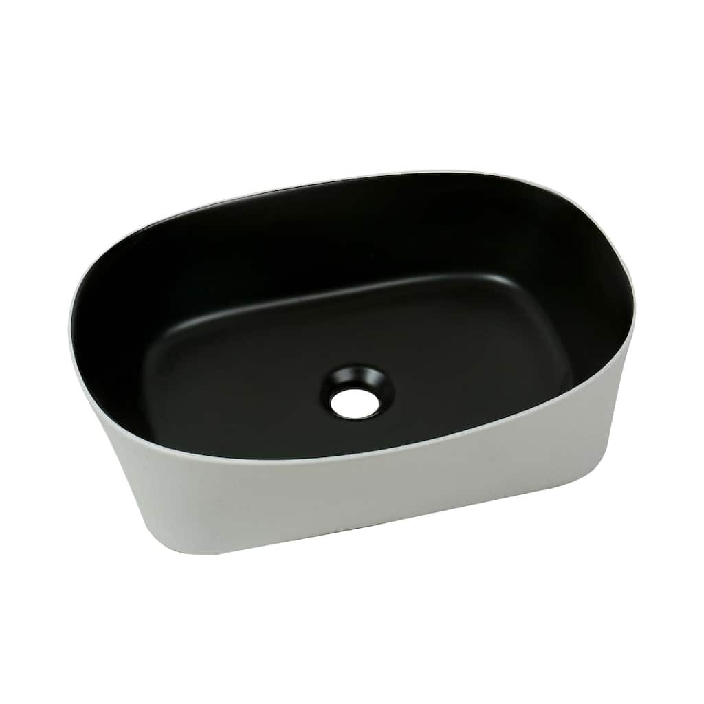 20" x 14" Modern Oval Vessel Sink - Matte White Exterior with Black Interior - 20" x 14"