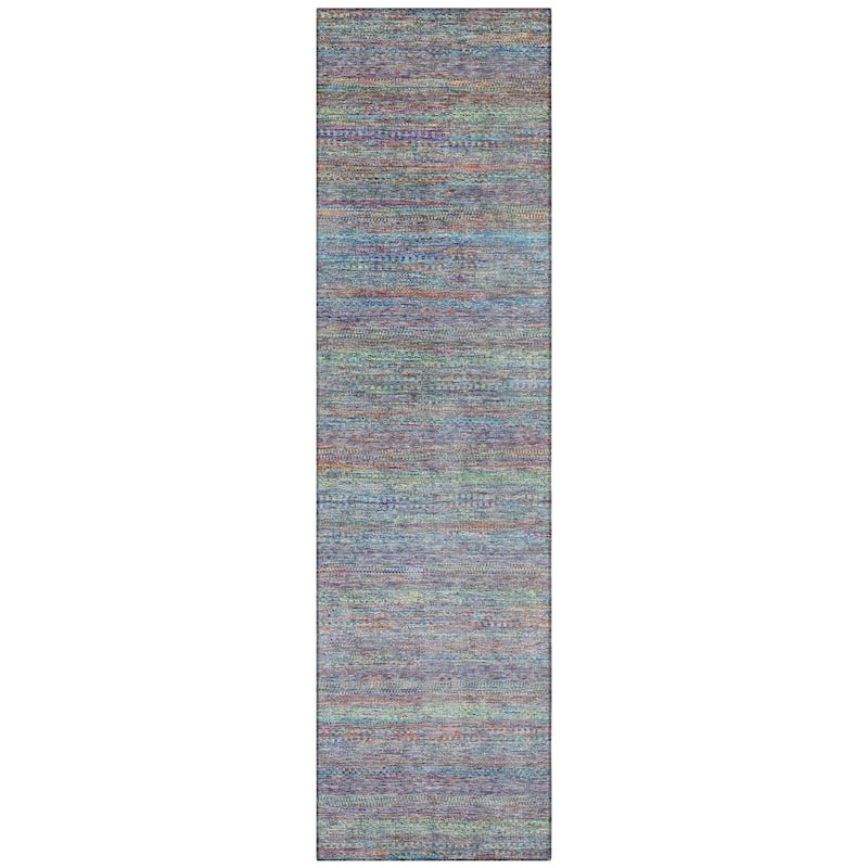 Machine Washable Indoor/Outdoor Modern Stripes Chantille Rug