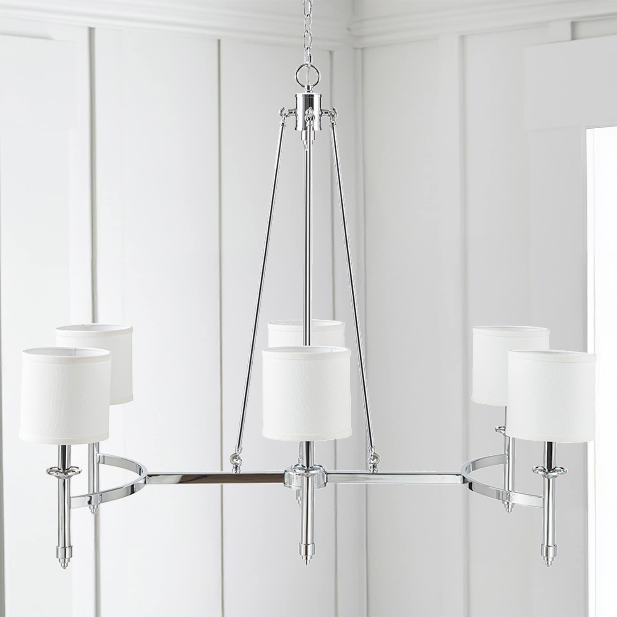 Hampton Hill Elegenza 6-light Chandelier with Fabric Drum Shades