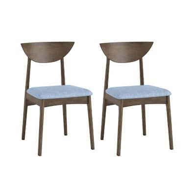 Rubber Wood Dining Chairs Set of 2 with Linen Fabric Cushions, Ergonomic Design - 18" x 20" x 31"