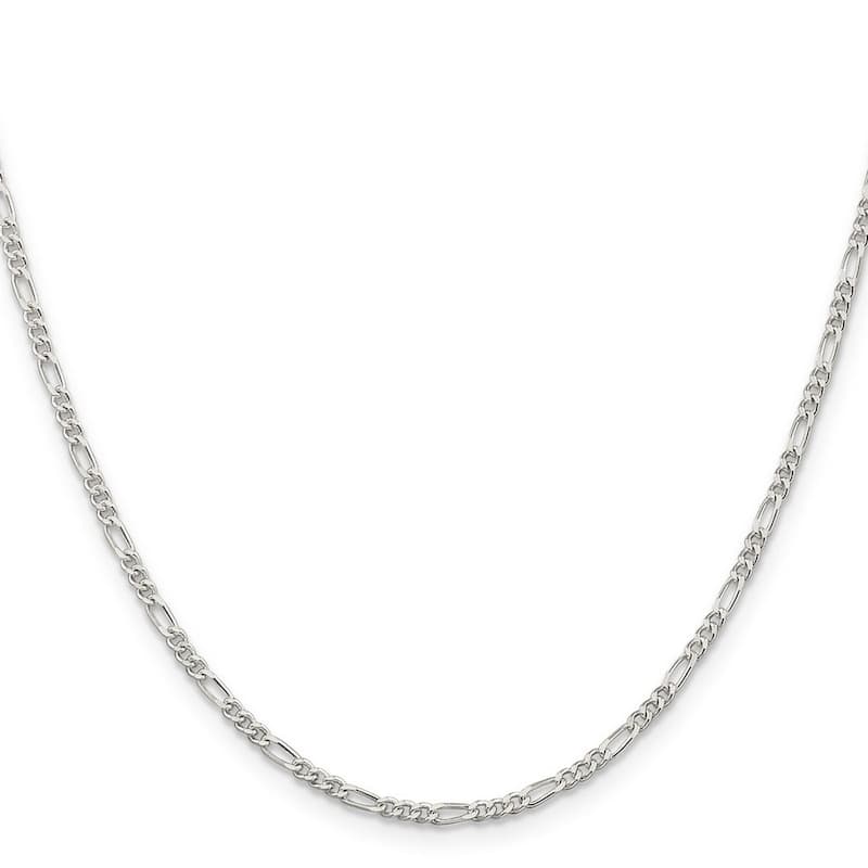 Curata 925 Sterling Silver 2.25mm Figaro Chain Necklace (Lobster)