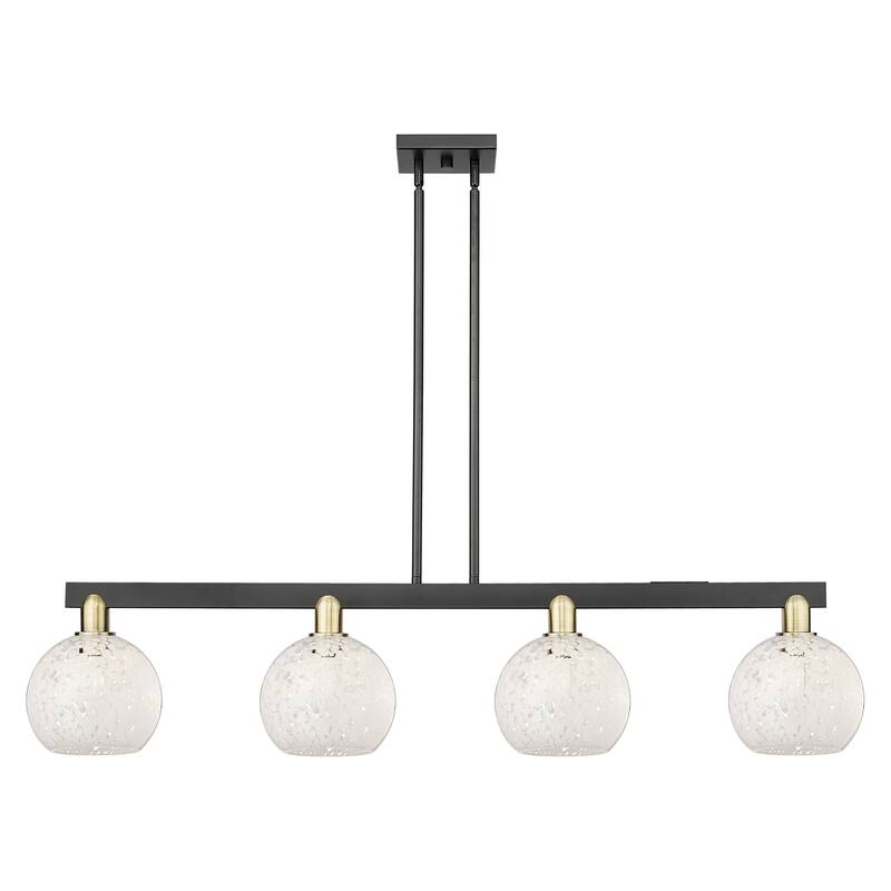 Innovations Lighting Endless Possibilities Arcadia - White Mouchette - 4 Light 51" Stem Hung Island Light - Black Antique Brass