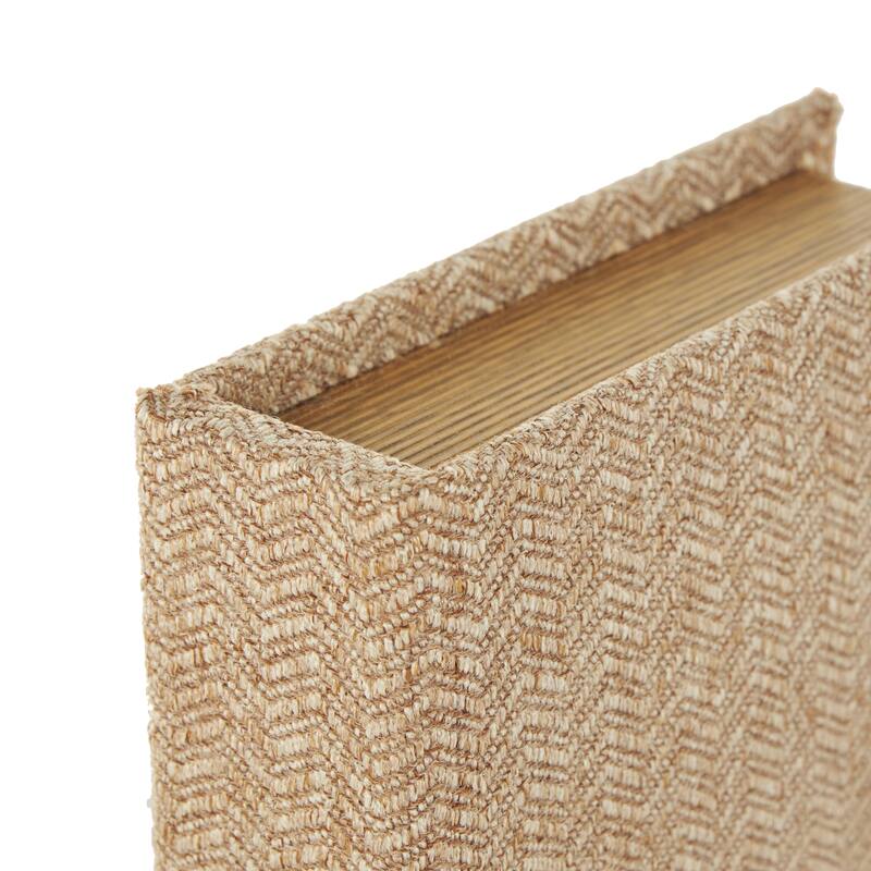 Roche River Decor - Linen Fabric Chevron Patterned or Texxtured Faux Book Storage Box - Set of 3 or 4 Multi-Colored