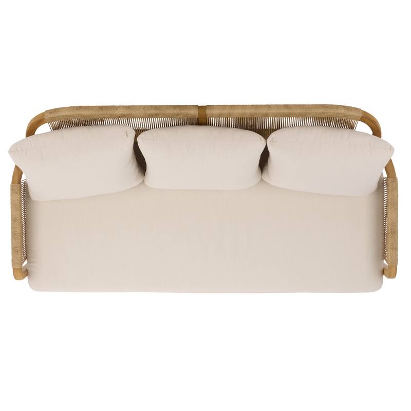 SAFAVIEH Couture Rogers Teak & Hyacinth Sofa - 69"W x 34"D x 34"H