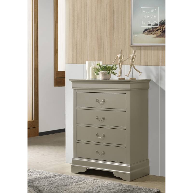 Passion Furniture Louis Phillipe Cherry 4 Drawer Chest of Drawers - 31"L x 16"W x 41"H