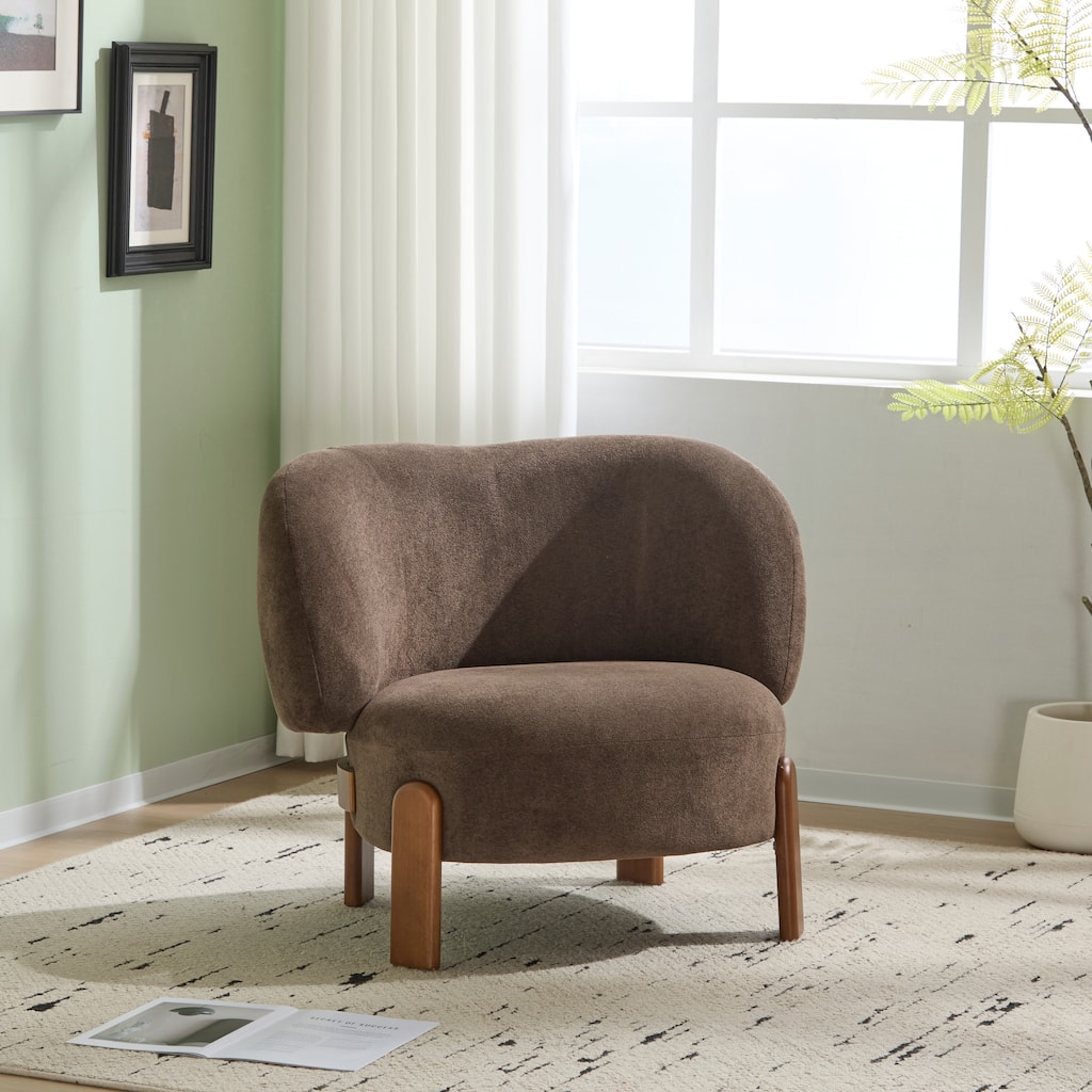 Roomfitters Modern Wingback Armchair with Curved Backrest, Upholstered Accent Seating for Living Room Comfort