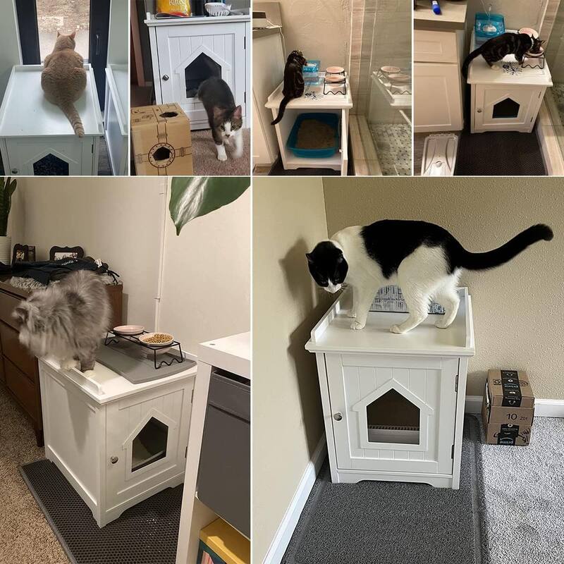 PAWLAND Decorative Cat House,Cat Home, Indoor Pet Crate - Litter Box Enclosure