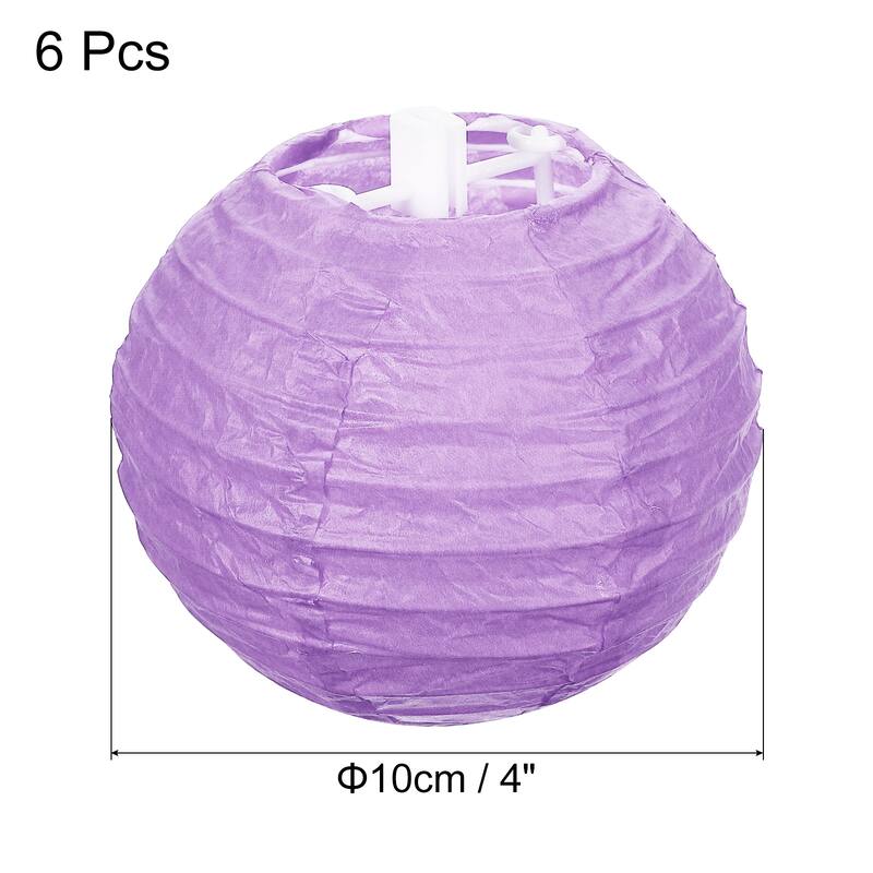 6pcs 4 Inch Folding Hanging Paper Lanterns for Wedding Home Party - Light Purple