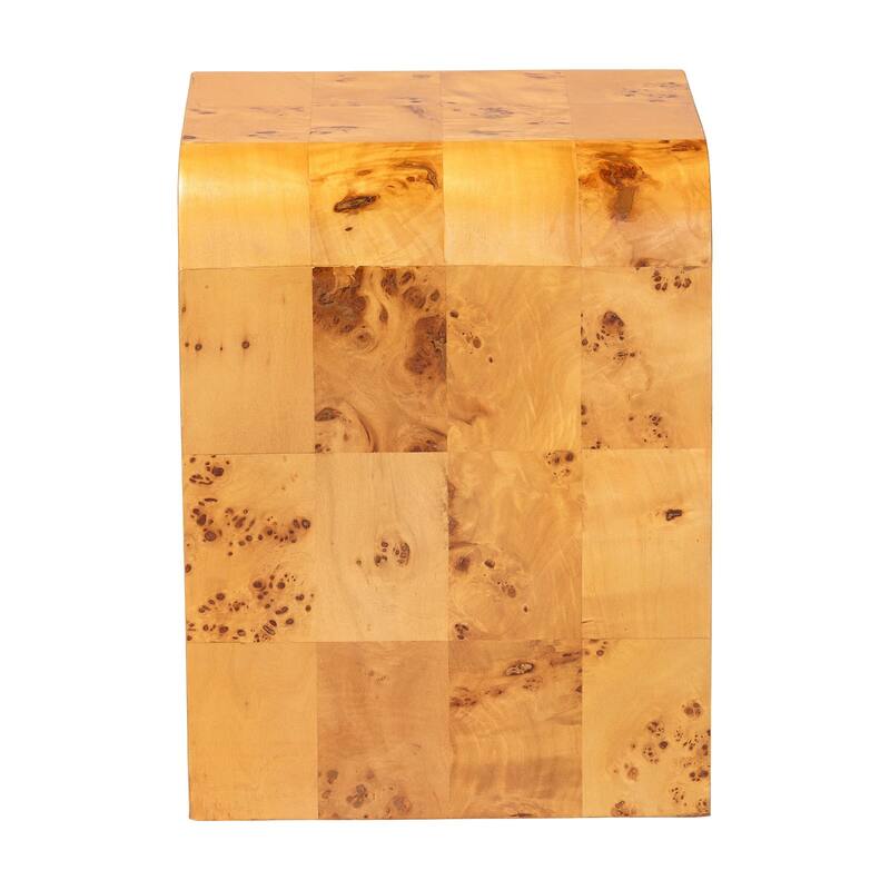 Revelle Modern and Contemporary Natural Light Mappa Real Burl Wood End Table