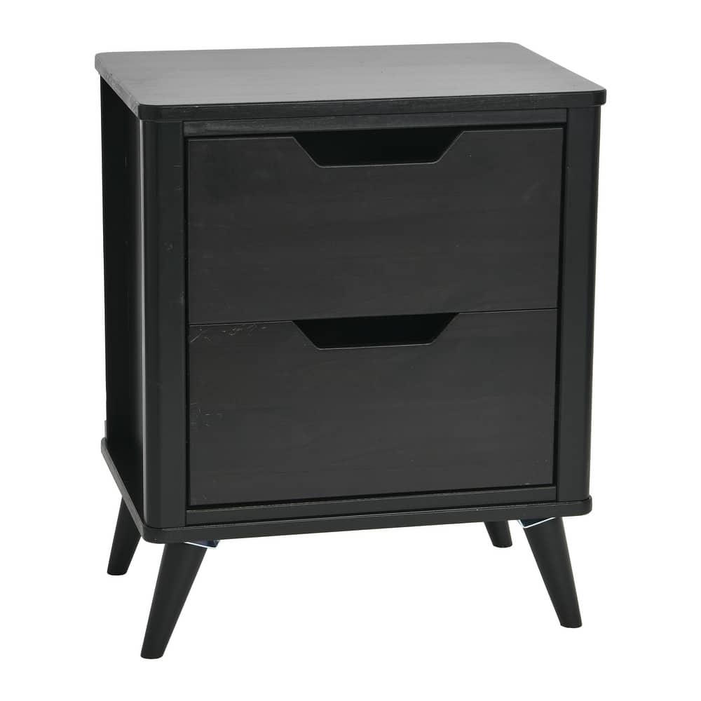 Yume Solid Wood Nightstand with 2 Storage Drawers
