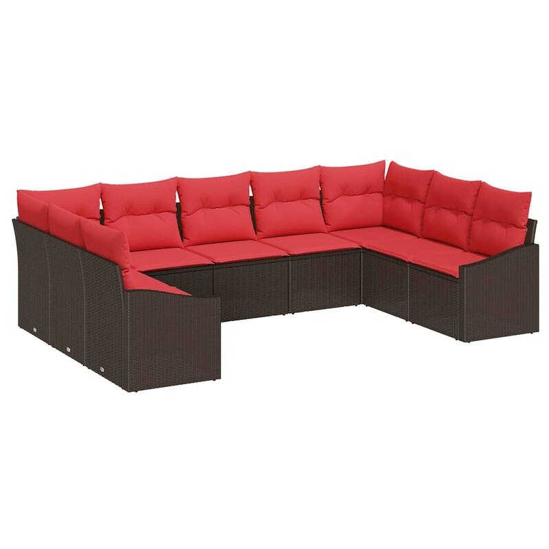 vidaXL 10 Piece Garden Sofa Set with Cushions - 113.8×70.3×27.2