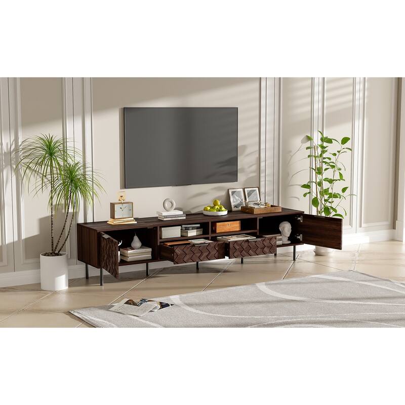 78 inch Modern TV Stand for TVs up to 85", Entertainment Center with Closed Storage & Cable Management