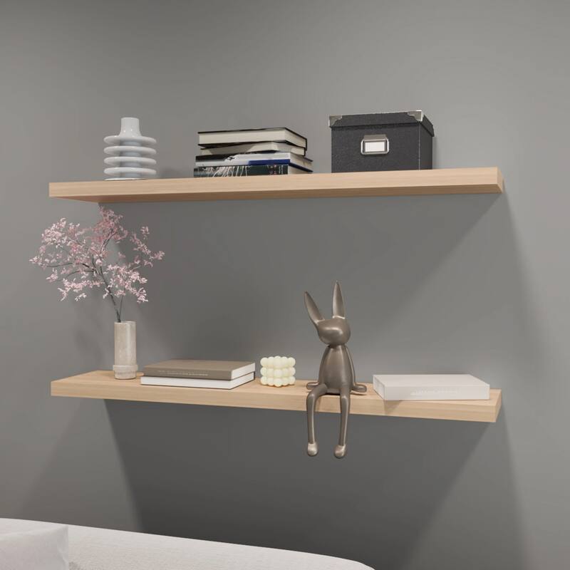 48-Inch Wall-Mounted Floating Shelf Two-Piece Set - N/A
