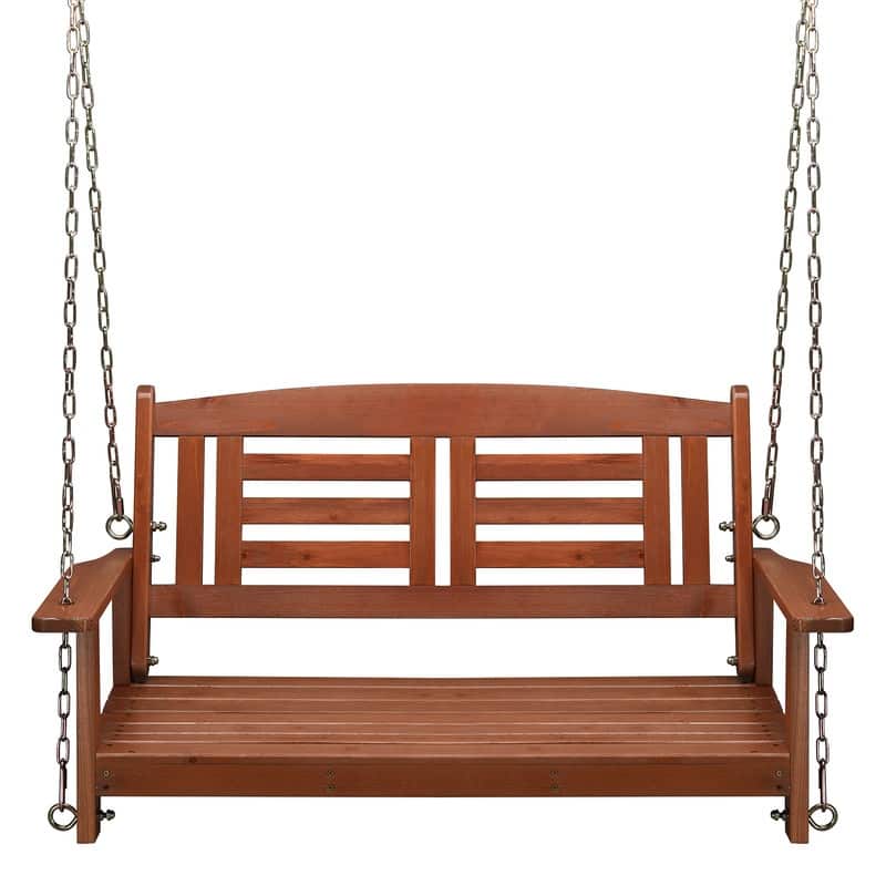2-person Solid Wood Porch Swing - Brown