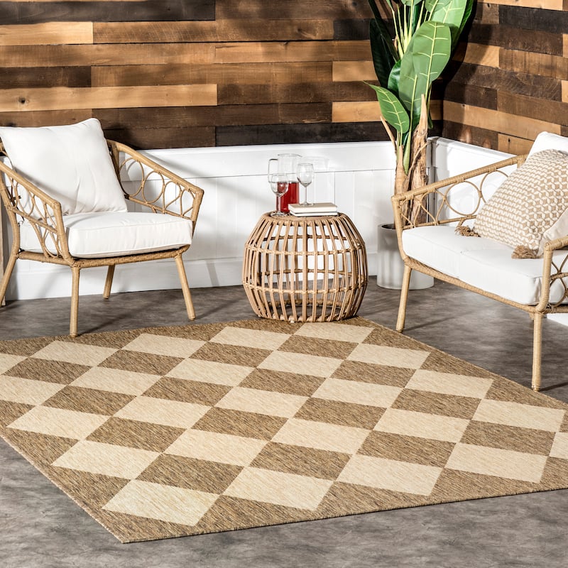 Nuloom Sabina Diamond Trellis Indoor/Outdoor Area Rug - 5' x 8' - Brown - Rectangle