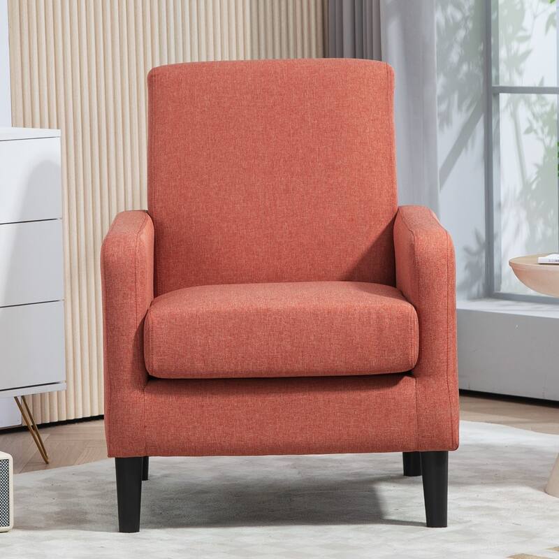 Minimalist Elegant Style Armchair with Solid Wood Frame Construction and New Soft Sponge - Red
