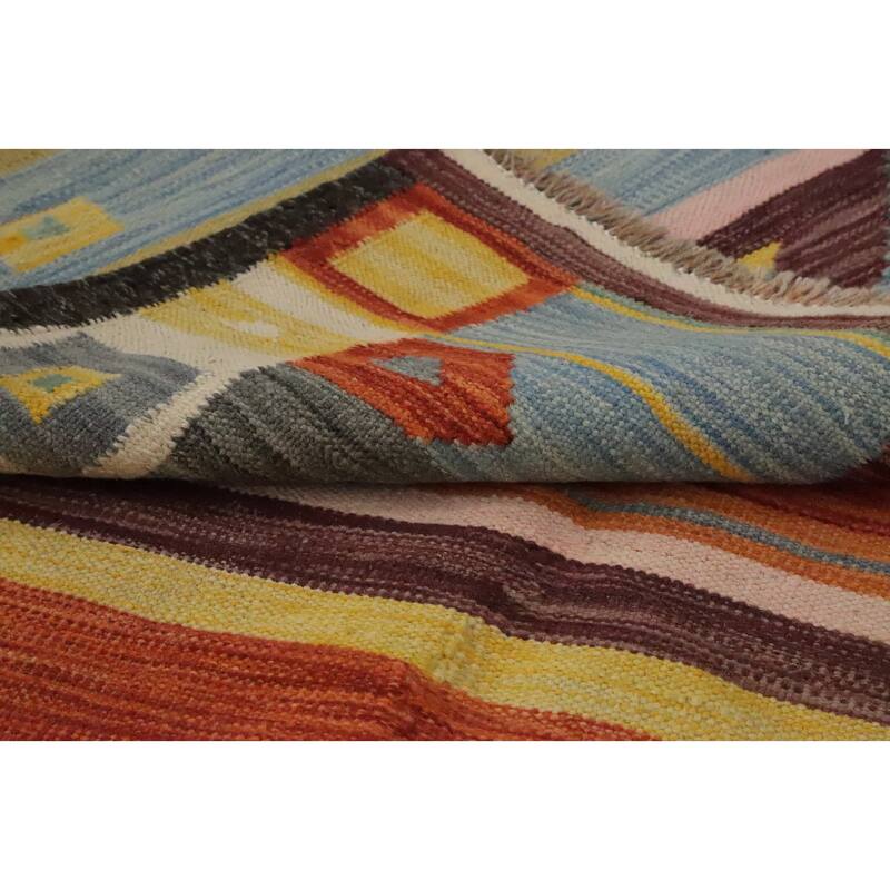 Hand Woven Oriental 100% Wool Carpet Southwestern Tribal Multi-Colored Kilim Area Rug - 6' 1'' X 4' 3''