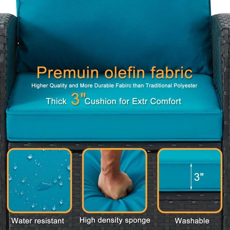 6/7-Piece Rattan Patio Set w/Optional Fire Pit Table – Outdoor Conversation Sectional, Weather-Resistant Wicker Furniture