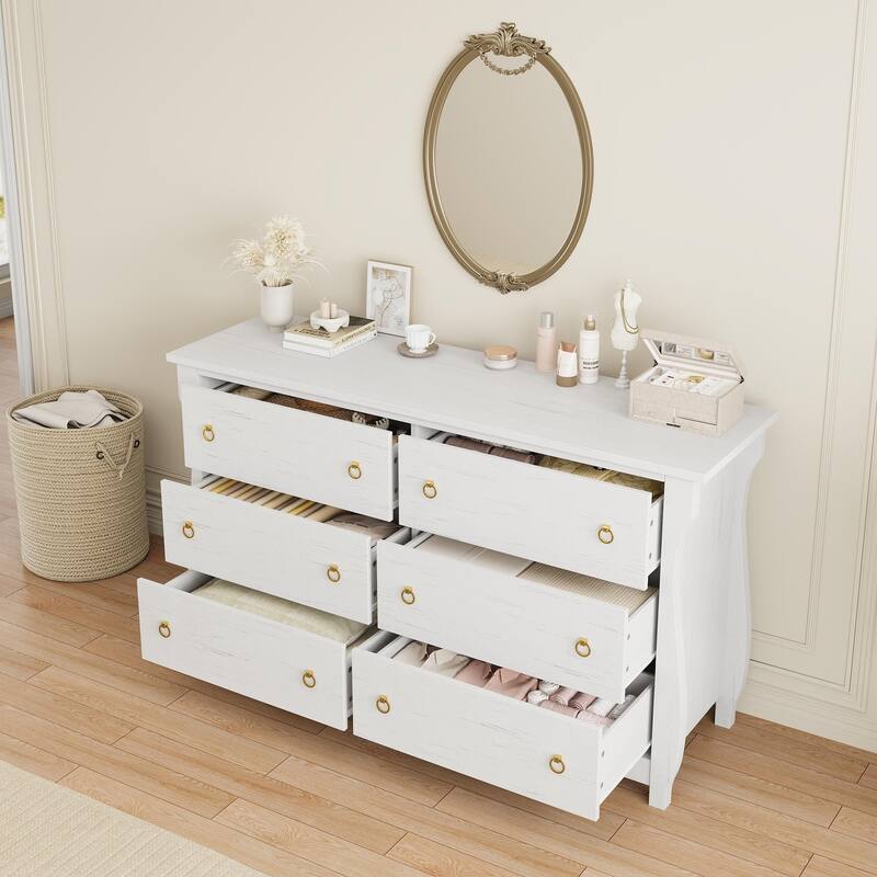 3/6/7 Drawer Dresser - Boho Dresser with Curved Legs, Freestanding Storage Chest Organizer