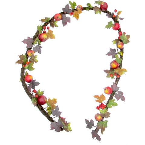 Fraser Hill Farm 9-ft Fall Harvest Garland Decor with Apples and Berries - Multi