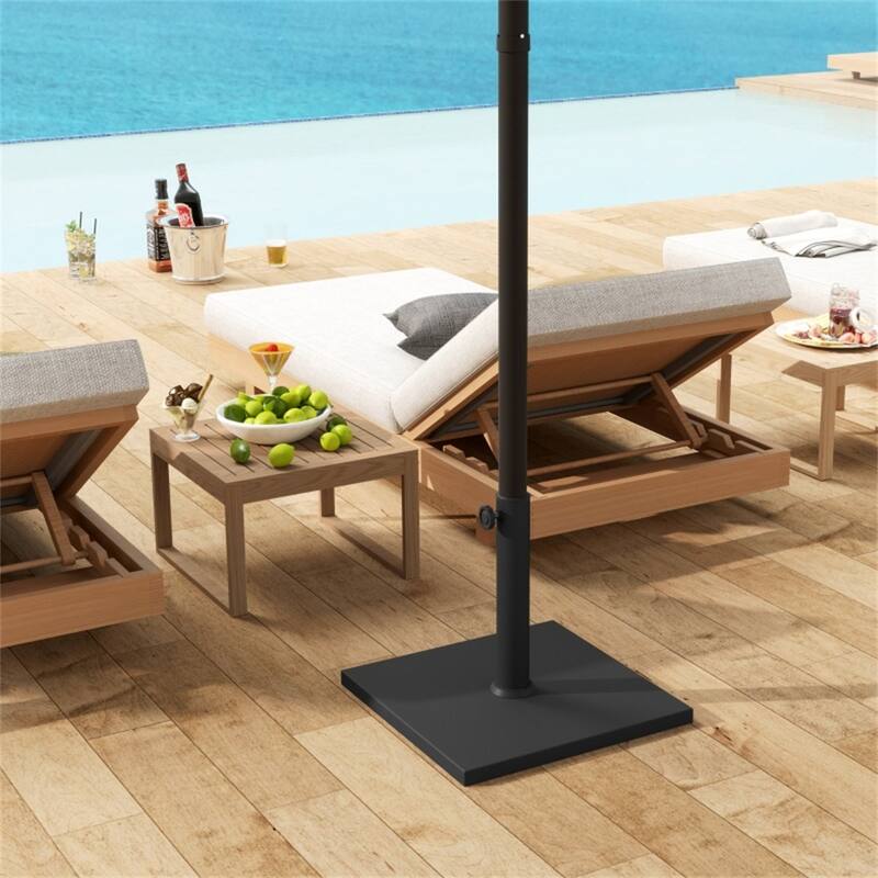HDPE and Concrete Umbrella Base with Wood-Grain Finish for Outdoor Parasols Up to 7 Foot - 17.3" L x 17.3" W x 11.8" H