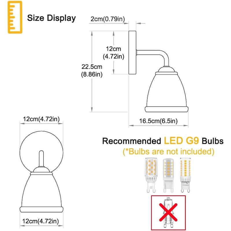 Set of 2 wall light amber bathroom light glass bedroom roome