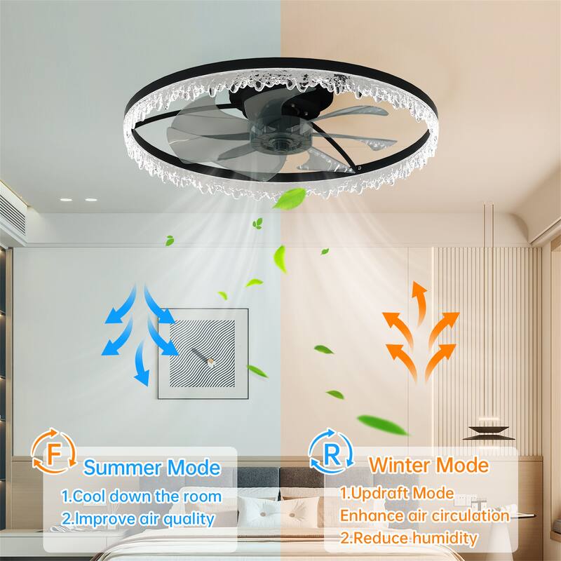24" Luxury Crystal Ceiling Fan with Lights