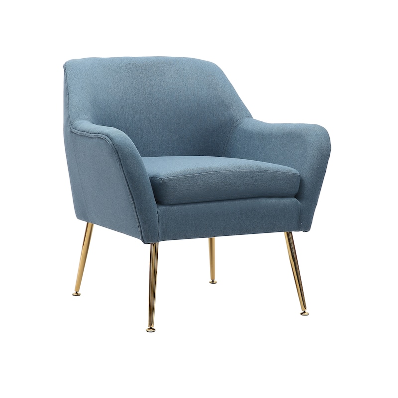 Porthos Home Thea Accent Chair, Fabric Upholstery, Gold Metal Legs - Blue