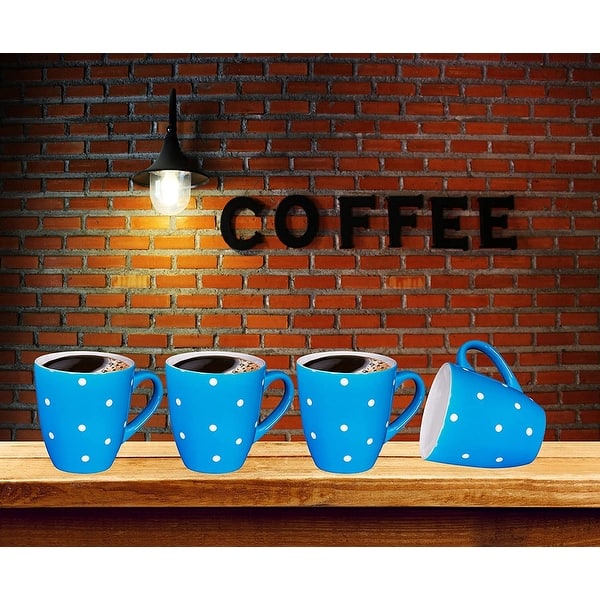 Polka Dot Coffee Mug Set Set of 6 Large-sized 16 Ounce Ceramic Coffee Mugs  Restaurant Coffee Mugs - Bed Bath & Beyond - 34537550