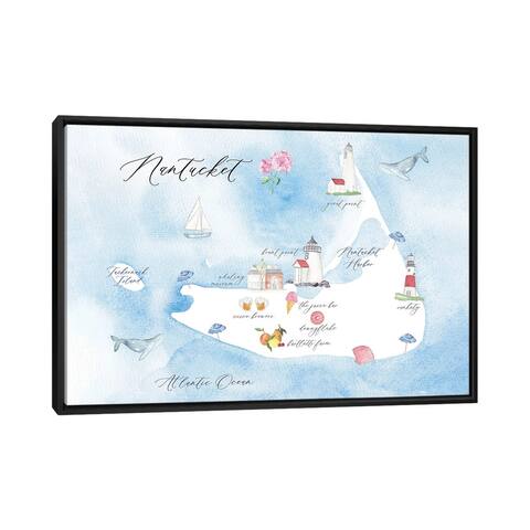 iCanvas "Nantucket Map" by Sarah Hayden Framed White - 26x40