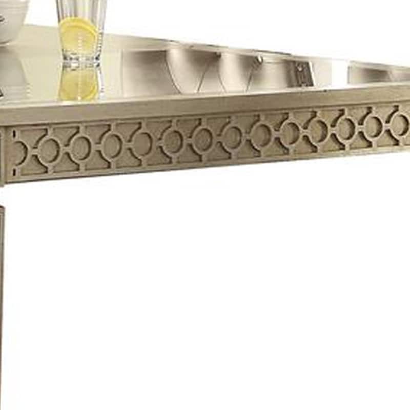 Glam Contemporary Mirrored Wood Rectangular Dining Table