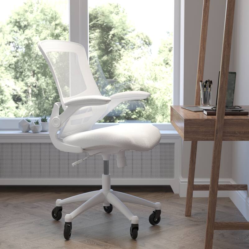 Ergonomic Swivel Task Chair with Roller Wheels & Flip Up Arms