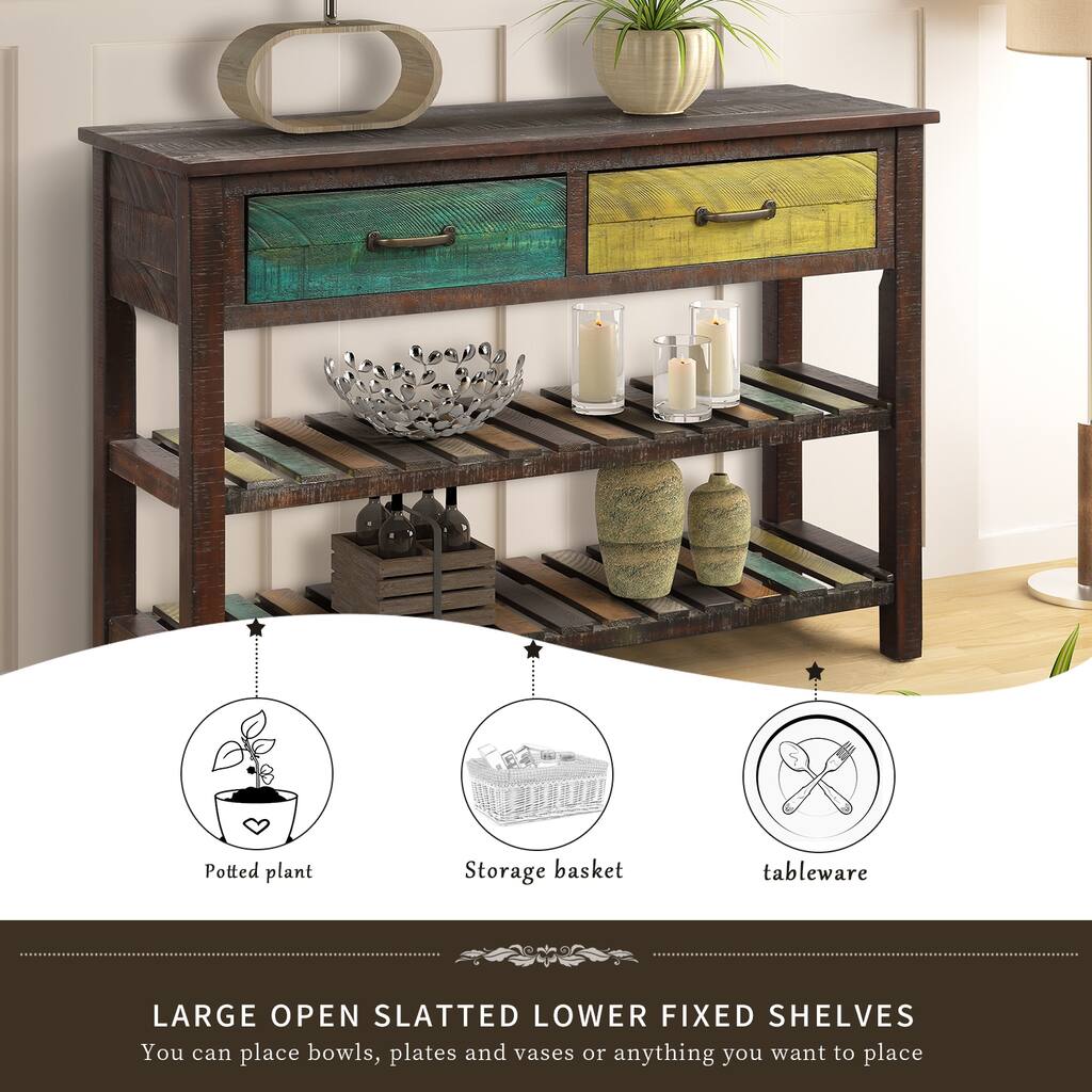 Wood Colorful Console Table Side Table Entryway Table for Livingroom