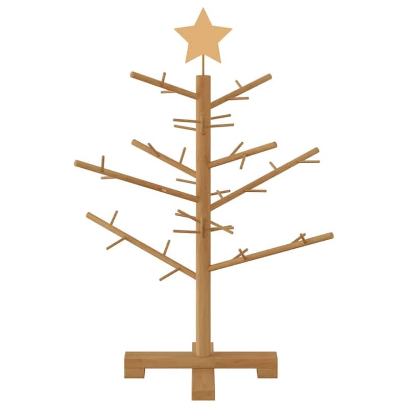 vidaXL Wooden Christmas Tree with Stand Natural/Brown Solid pine wood