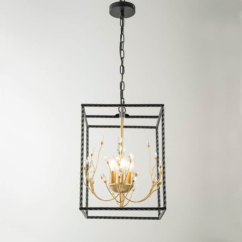 Elise 4-Light Modern Kitchen Chandelier with Crystal Accents - 13 In. Wide