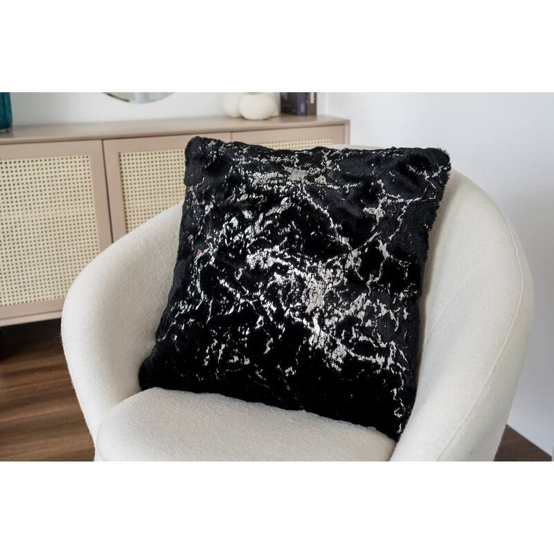 Chryso Collection Faux Fur Pillow with Foil Accents