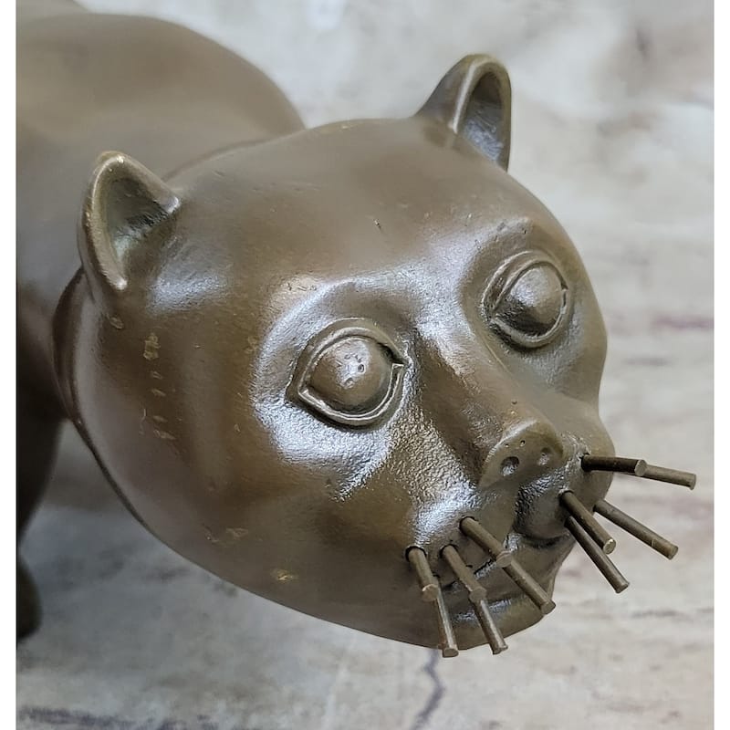 Handcrafted Large Botero Cat Gato Feline Animal Bronze Sculpture Figurine Figure