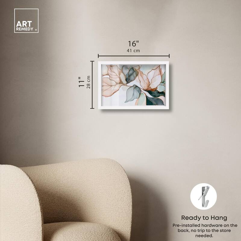 Golden Veined Leaves I Shadowbox by Art Remedy