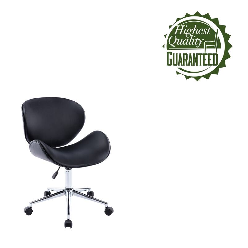 Porthos Home Rudi Office Chair, PU or Fabric or Velvet Upholstery, Chrome Legs