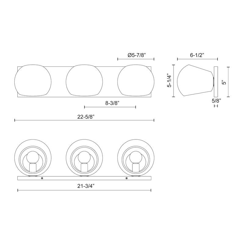 Alora Lighting VL648322 Willow 3 Light 23" Wide Vanity Strip
