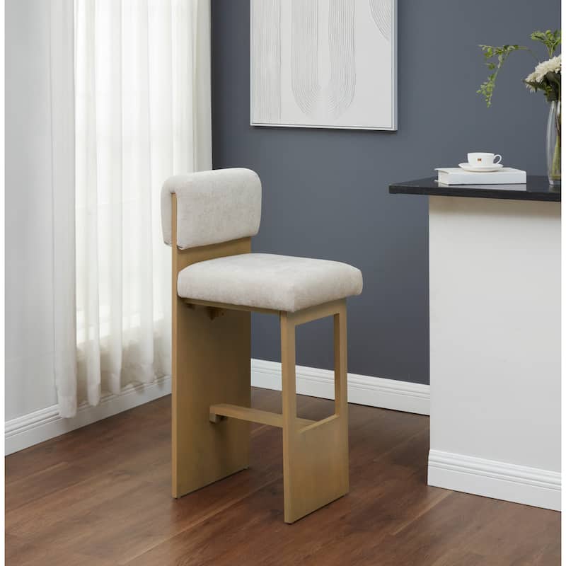 SAFAVIEH Couture Naja Modern 30-inch Barstool - 17"W x 23"D x 41"H - Taupe/Natural