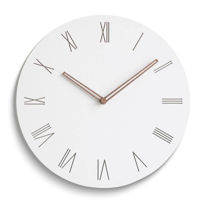 Curata Minimal White with Rose Roman Numerals and Hands Quartz Wall Clock