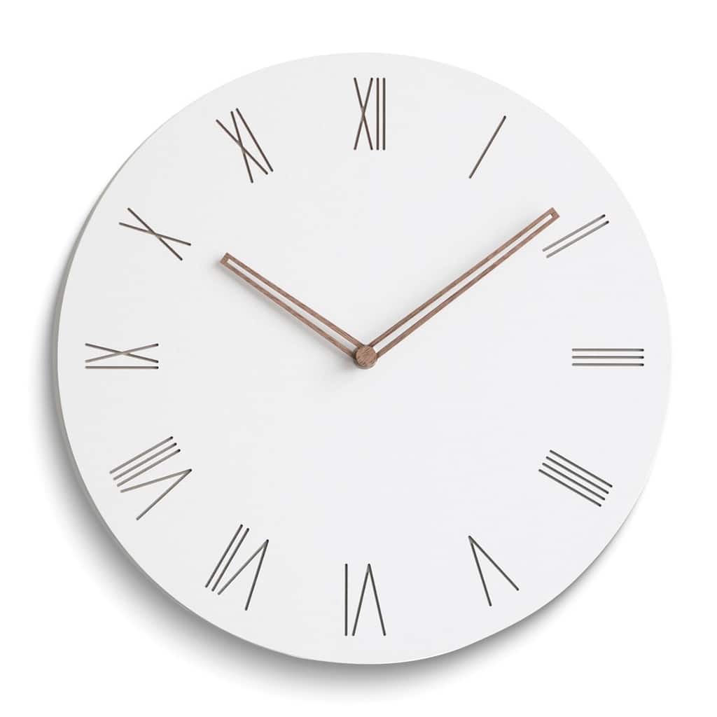 Curata Minimal White with Rose Roman Numerals and Hands Quartz Wall Clock
