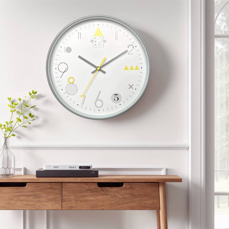 Wall Clock, Modern Silent Non Ticking Battery Operated Clocks for Office, Home, Bathroom, Kitchen, 12 Inch - 12 Inch - Grey